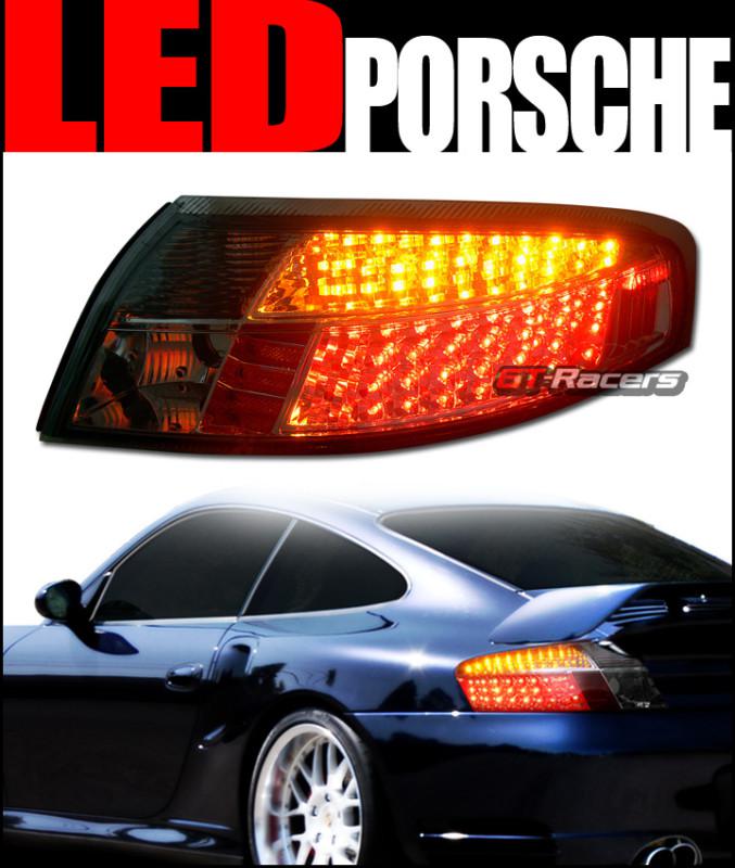 Euro smoke led tail lights rear brake lamps 98 99-04 porsche 911 996 carrera 4