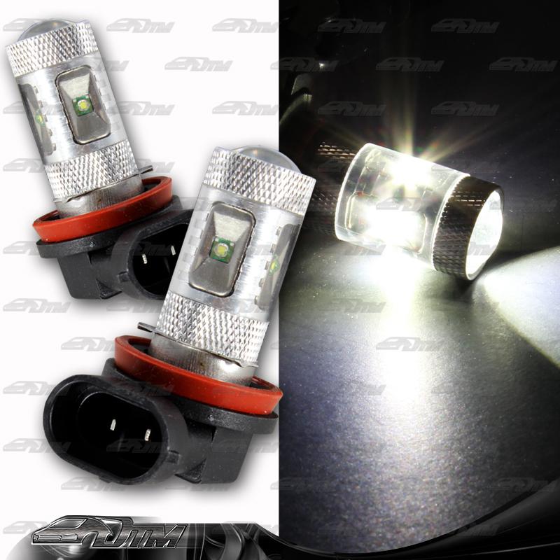 1x pair audi acura buick cadillac bmw h11 30 watt 6 led white projector bulbs