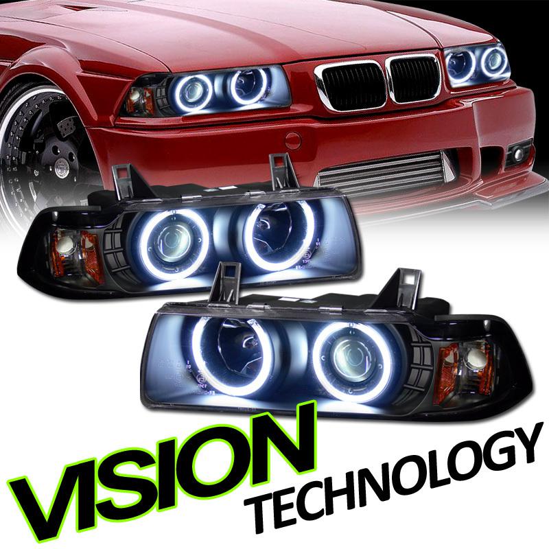 92-99 e36 coupe/convertible black ccfl halo projector 1pc head lights w/ corner