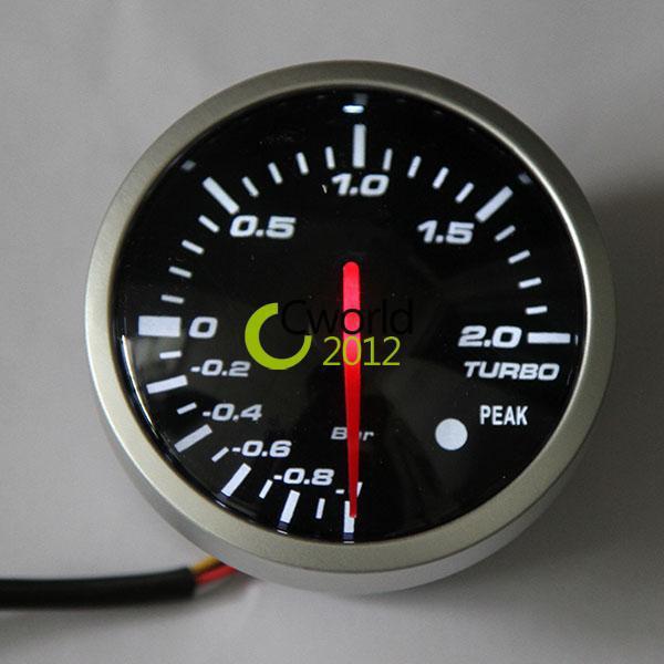 Auto electric black face 60mm 12v 270 degree scale car turbo boost gauge