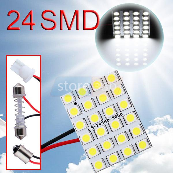 24 smd 5050 pure white light panel t10 ba9s festoon dome led interior bulb