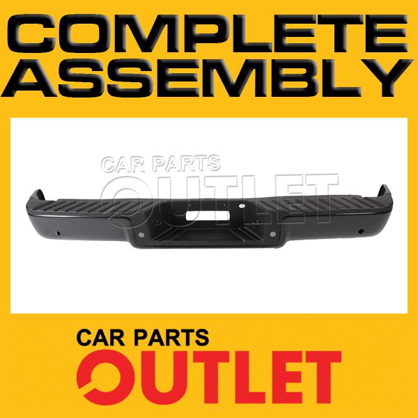 06-08 f150 styleside rear bumper primered face bar black pad sensor hole tow pkg