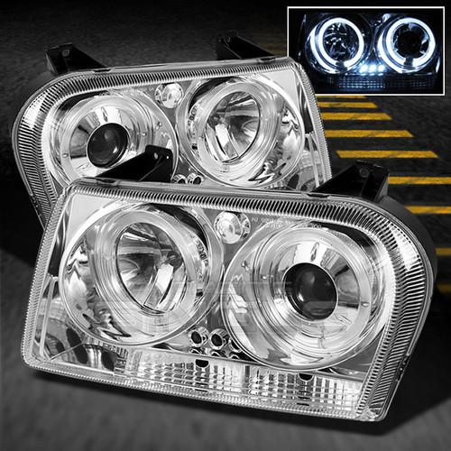 05-08 chrysler 300 dual halo projector led headlights lights lamps upgrade