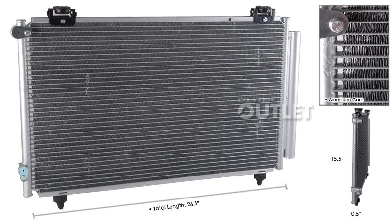 03 04 toyota matrix air conditioning condenser w.ac drier receiver new aluminum