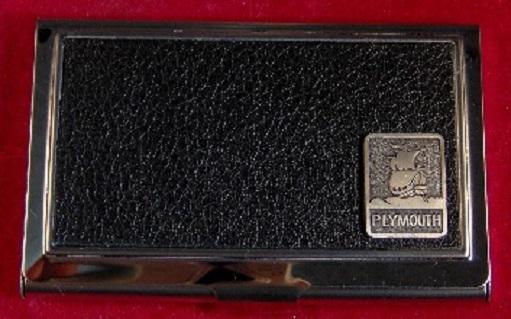 Plymouth ship - stainless steel & leather business card case