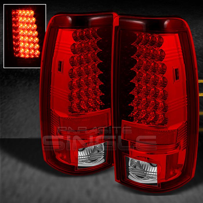 03-06 chevy silverado gmc sierra pickup truck red clear led tail lights lamps