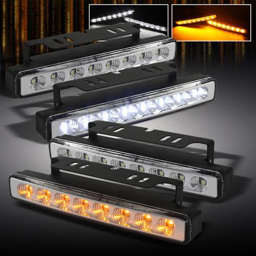 2x built in amber led turn signal 8 hyper white drl led daytime running lamp kit