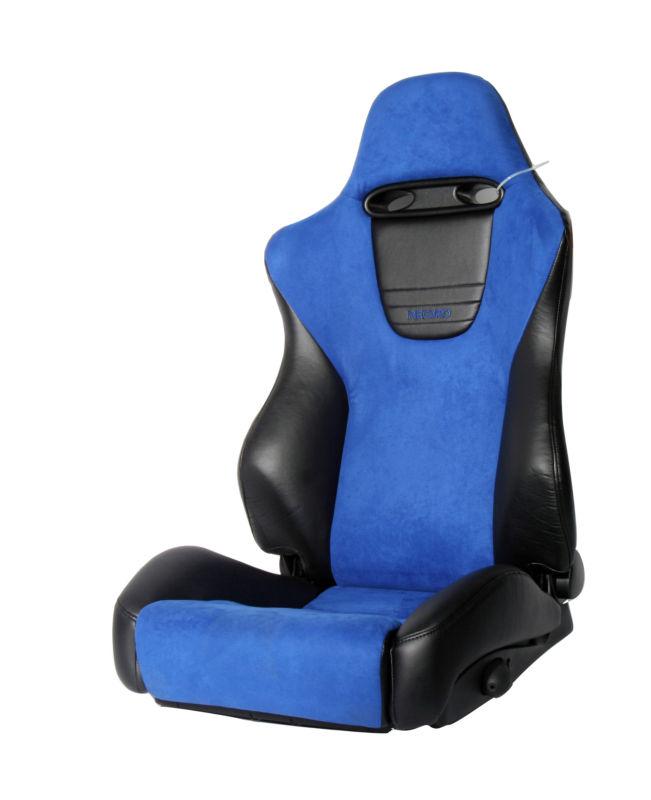 Recaro sport black blue suede passenger side car seat 265.10.ys17