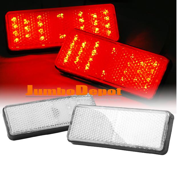 2 pcs led rectangle reflector tail brake stop rear trunk light for car suv truck