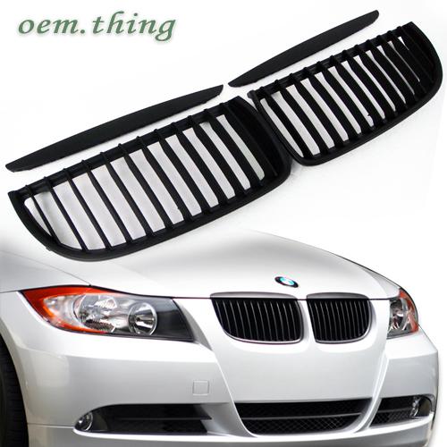 Bmw e90 3-series matte black grille front grills 2005-2008 before facelift ○