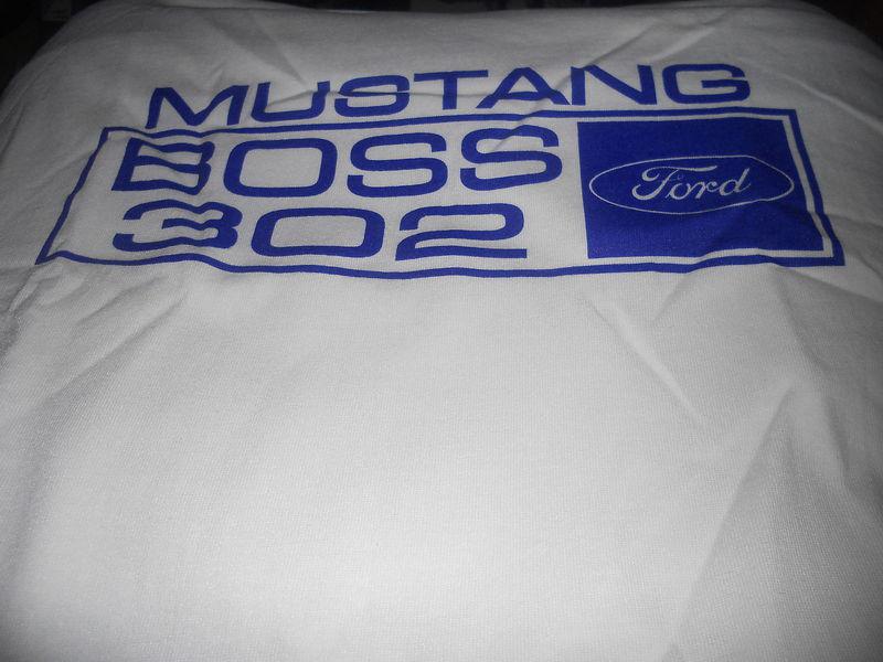 1969 1970 ford mustang boss 302 blue white vintage logo tee shirt t-shirt large