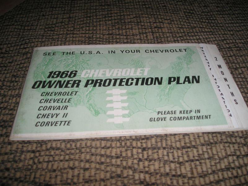 1966 original 1st edition chevrolet/corvette protection plan/ manual