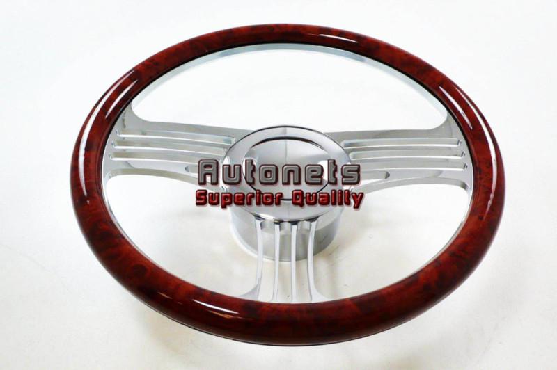 Wood veneer slash camaro nova rod chrome aluminum steering wheel horn adapter