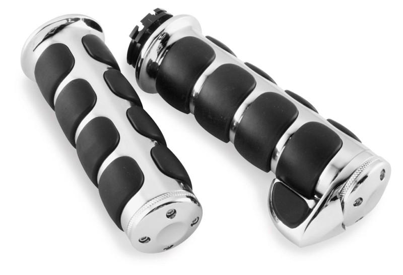 Kuryakyn premium iso-grips with chrome accent rings with throttle boss  6212