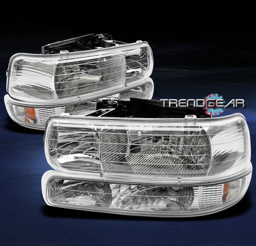 99-02 silverado/00+ tahoe/suburban crystal head light+bumper signal amber/chrome