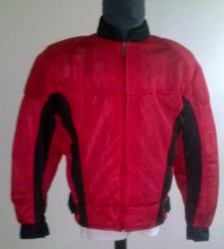 Firstgear motorcycle mesh-tex armor summer bomber jacket coat red black vguc