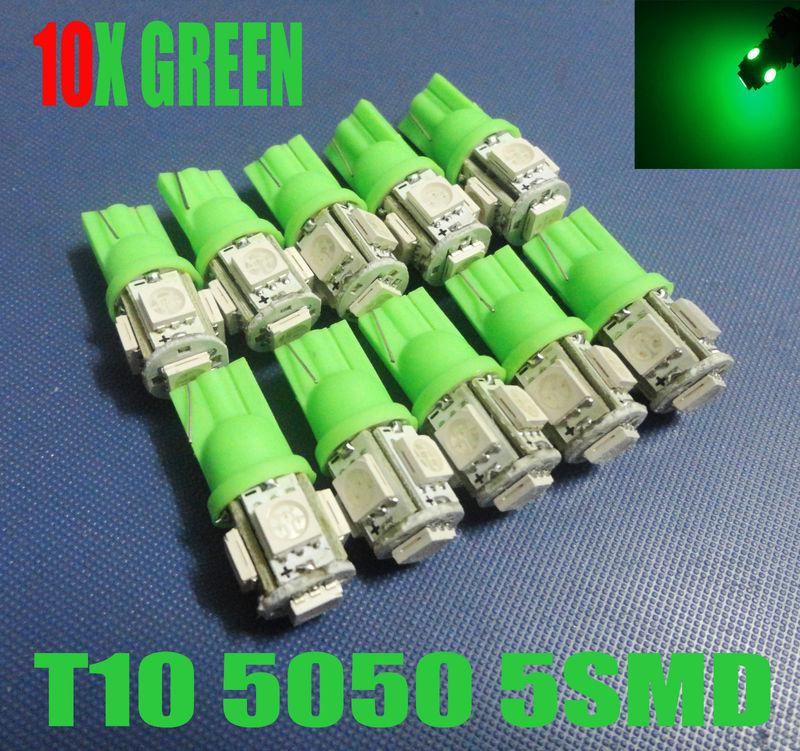 10x green t10 2886x 2921 3652 464 501 516 5-smd led door/courtesy lamp bulbs #o6