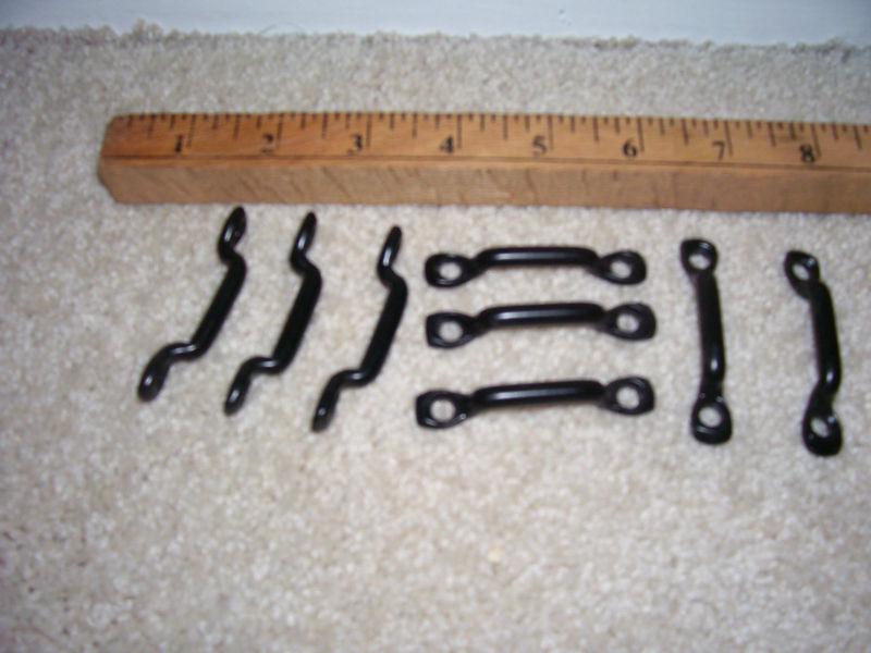 Footman loops, 8 pieces, new, black steel