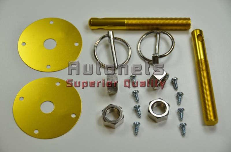 Sell Aluminum Anodized Hood Pin Kit Flip Over Universal Fit Gold Hot Street Rod In Long Beach