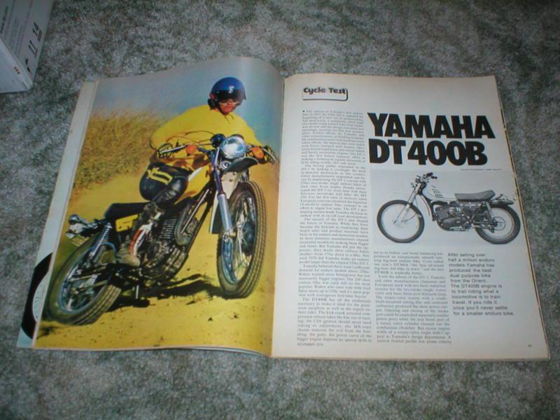 1975 yamaha dt400b enduro cycle road test article 7 pgs original