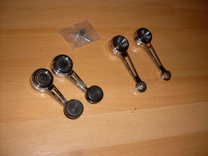 4 new chrome window crank handles w/ black knobs  1968 69 70 72 mustang cougar 