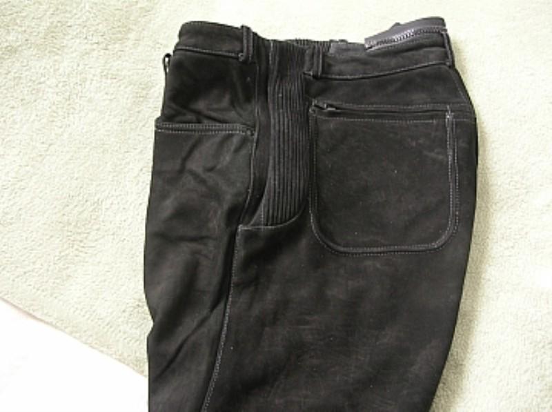 New leather motorcycle riding pants 5- pocket jean style - black suede - size 38