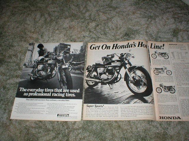 1968 honda 450 350 125 super sport motorcycle ad sport 160 ad  4 models 2 pgs