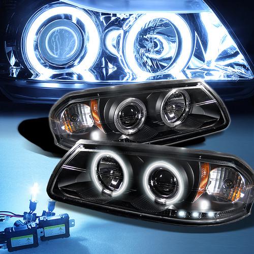 8000k slim xenon hid+black 00-05 chevy impala ccfl halo projector led headlights