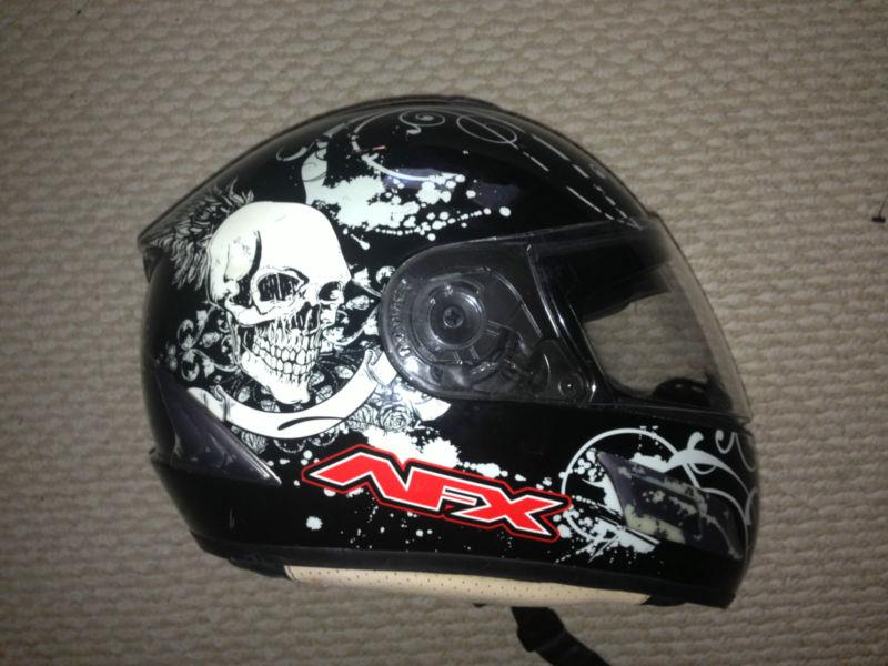 Afx fx100 fx-100 motorcycle bike helmet black skull adult x-large