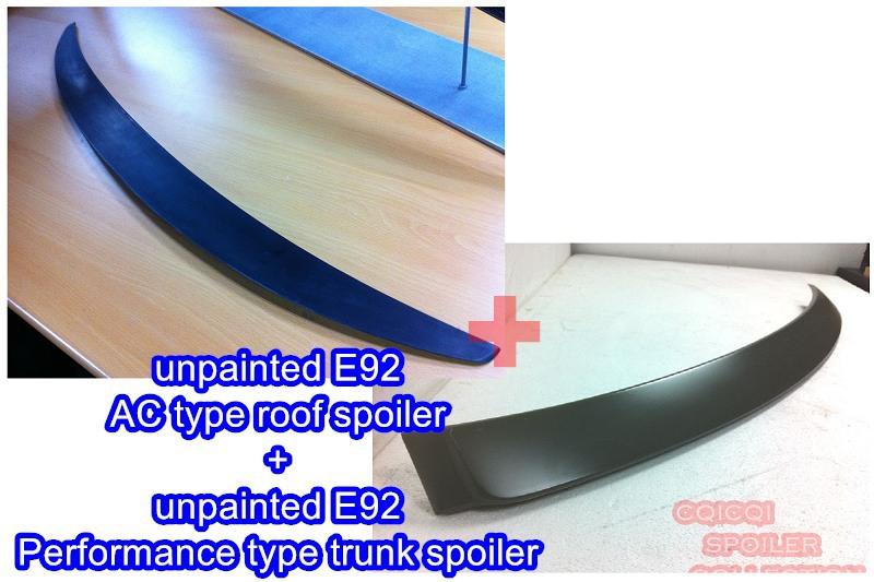 Unpainted combo bmw 05-12 e92 3-series ac type roof + p type trunk spoiler ◎