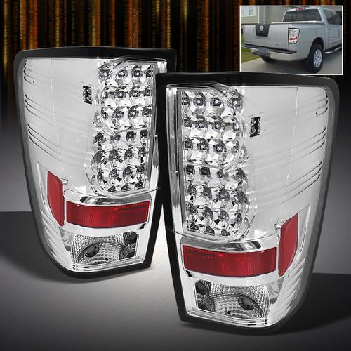 04-12 nissan titan pickup truck chrome led tail lights break lamps left+right