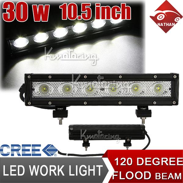 30w 10.5'' cree led flood beam work offroad light truck boat jeep atv 4wd pickup