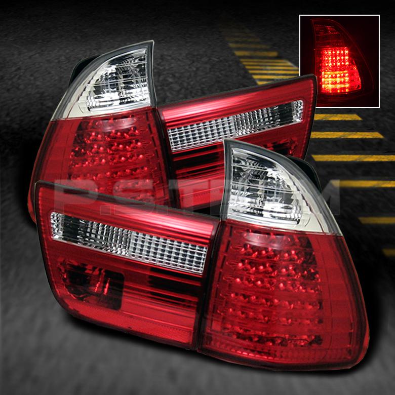 Red clear 00-06 bmw x5 e53 philips-led perform tail lights brake lamps upgrade