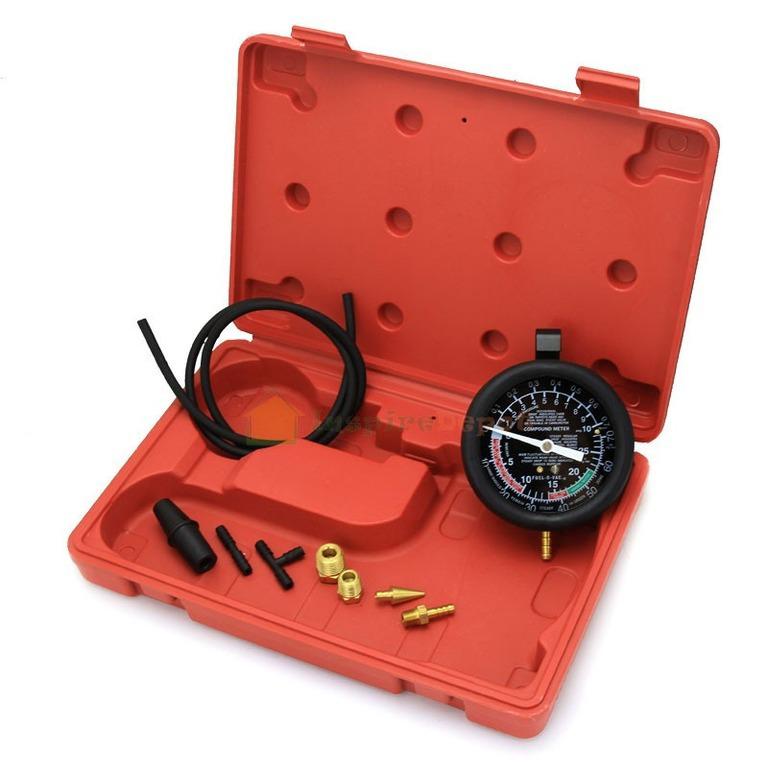 Fuel pump pressure & vacuum tester gauge test kit carburetor valve tools new