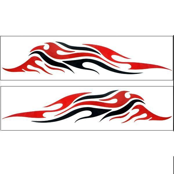 Car two side  body decoration decal sticker red black x 2 pieces no.11