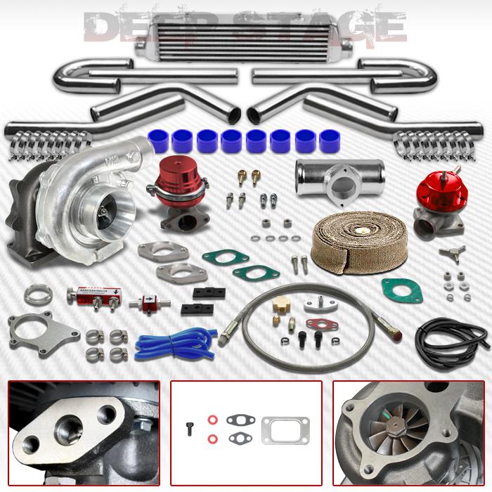 T04e t3t4 10pc turbo kit w/intercooler+blow off valve+wastegate+boost controller