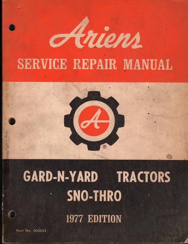 1977 ariens gard-n-yard, tractors, & sno-thro huge service repair manual 