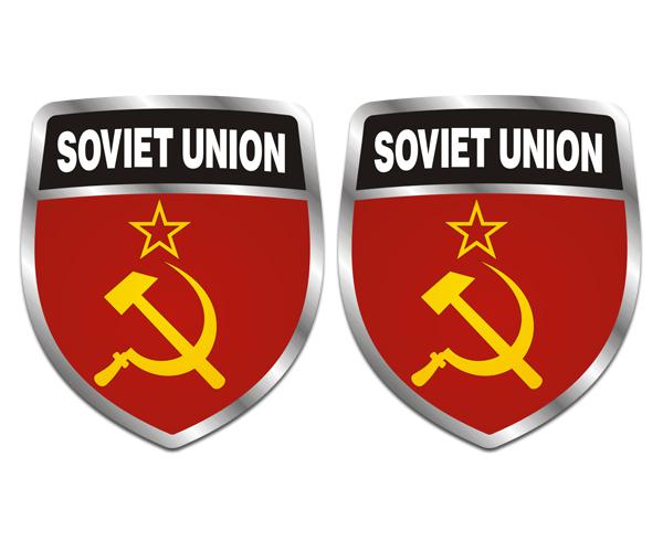 Soviet union flag shield decal set 3"x2.5" russia russian sticker zu1