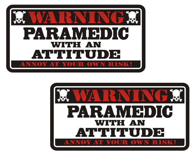 Paramedic warning decal set 3"x1.5" rescue first responder vinyl sticker zu1