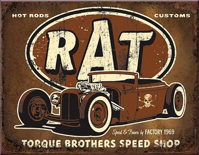 Vintage type tin sign torque brothers speed shop rat rod garage 