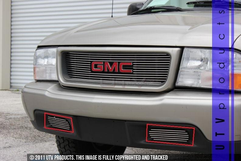 1998 - 2003 gmc jimmy s-15 bumper accents (fogs) 2pc chrome billet grille kit