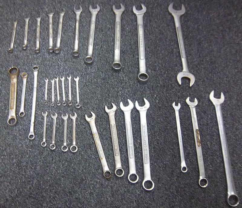 Lot of craftsman wrenches open, combination, closed very small to large 30 total