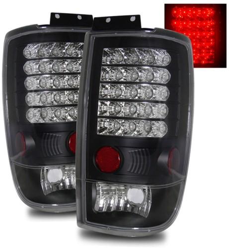 97-02 ford expedition euro black smd led tail lights housings rear brake lamps