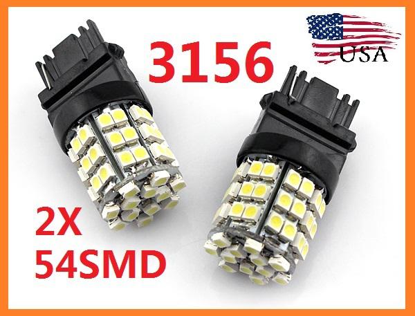 New 2x backup white led bulbs reverse light 54smd 3156 3157