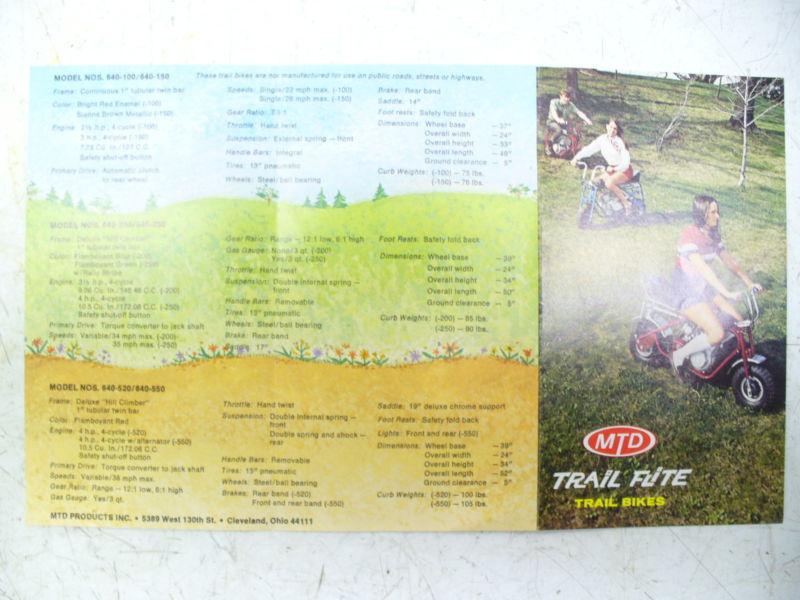 Mtd trail flite - trail bike sales brochure.