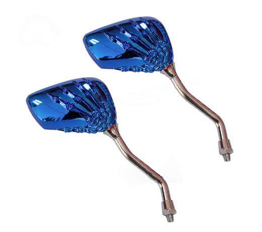 Rearview mirrors universal blue skull skeleton claw motor custom cruiser m10