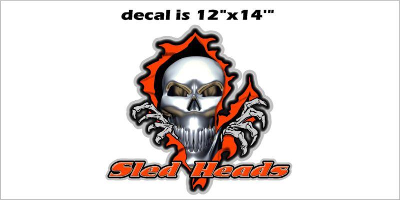 New sled head decal yamaha skidoo polaris arctic cat - sled head green or orange