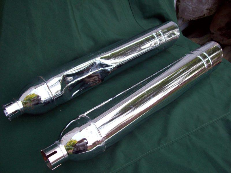 Vintage amf harley-davidson oem panhead/shovelhead dual chrome exhaust mufflers