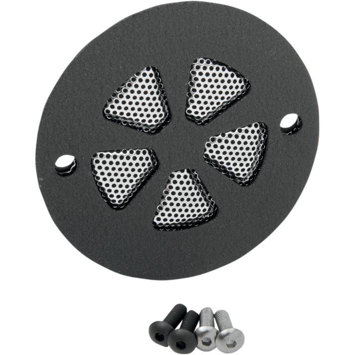 Drag specialties black 5-spoke ignition points cover 2-hole for harley