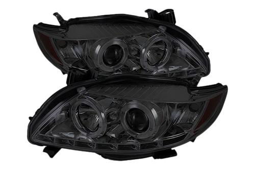 Spyder tc09drlsm chrome smoke projector headlights head light w leds drl